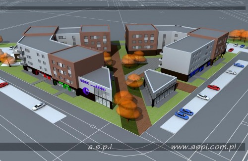 Budynki usługowo mieszkaniowe - aspi - Projektowanie domów, wnętrz, oświetlenia, zieleni